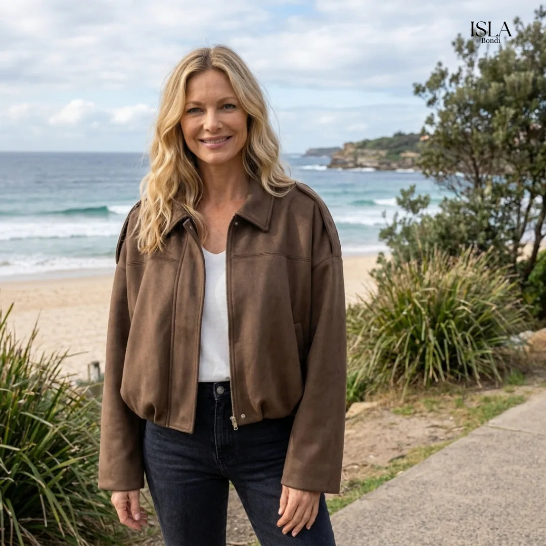 Lara Suede Bomber Jacket