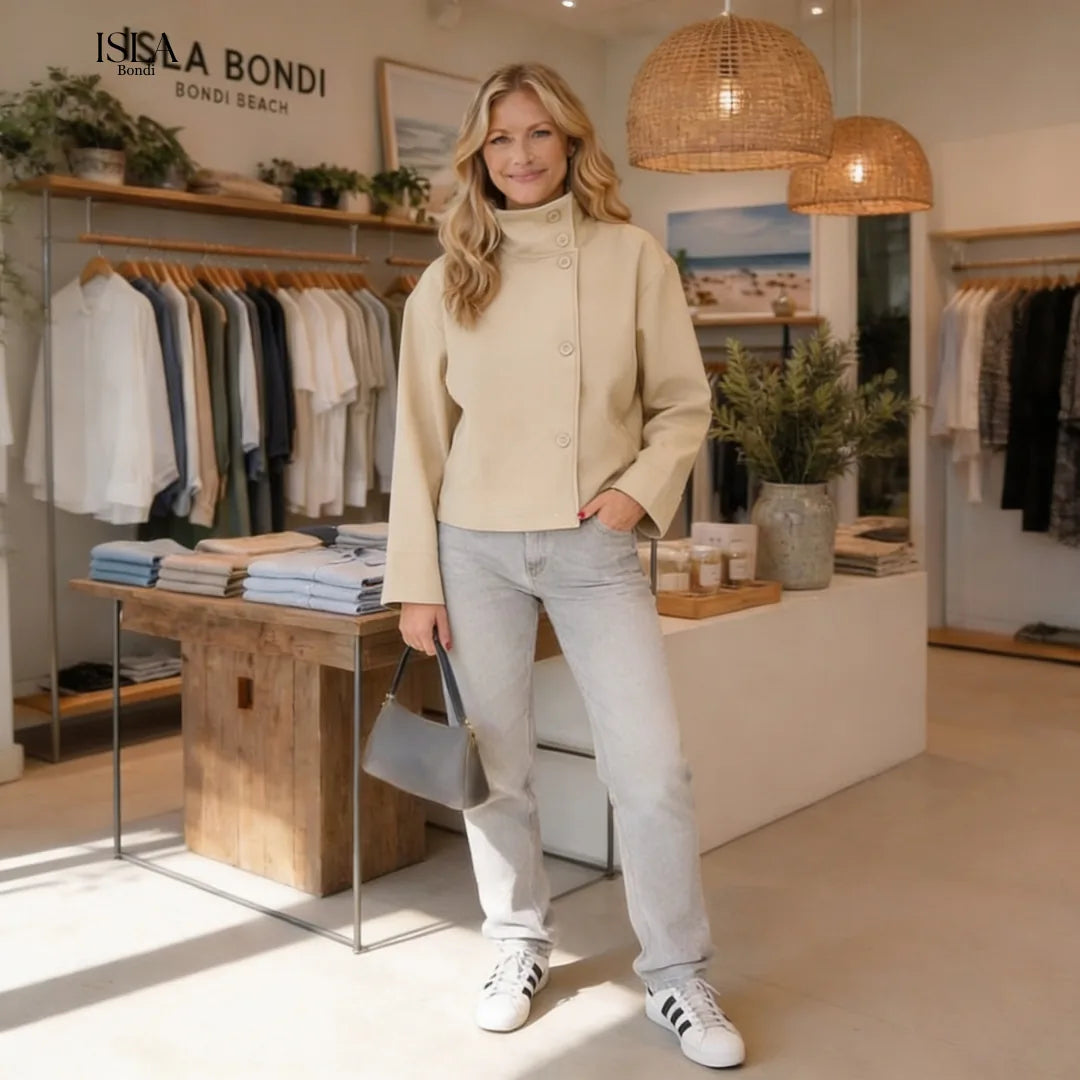 Rosalia Elegant Jacket with Stand Collar