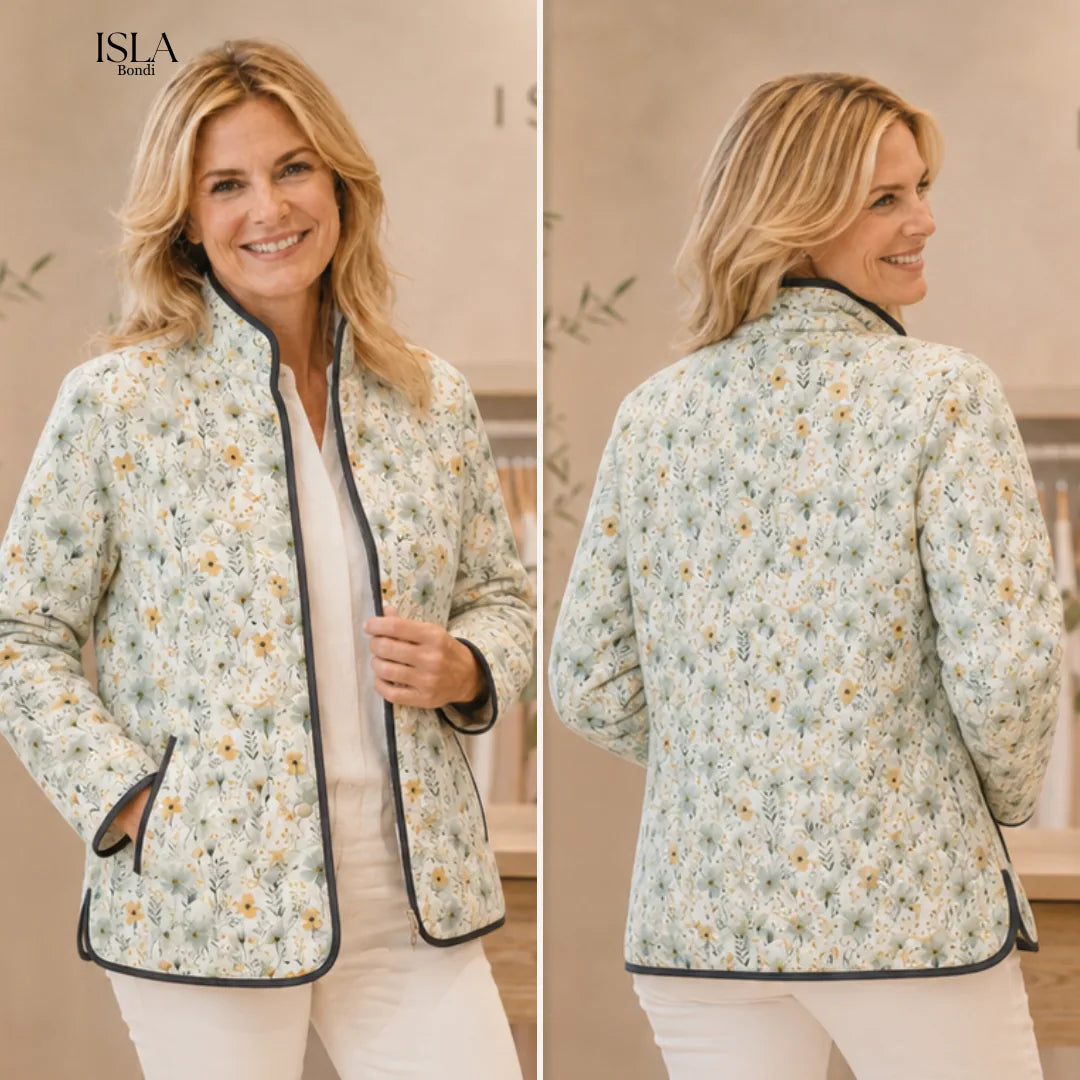 HATTIE™ | Enchanting Floral Print Quilted Jacket