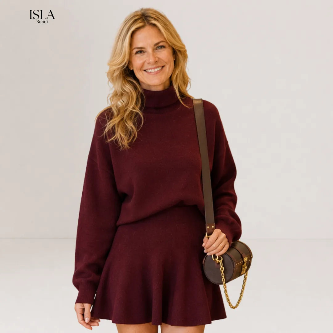 PHOEBE™ - Half-High Neck Loose Fit Knit Sweater Dress