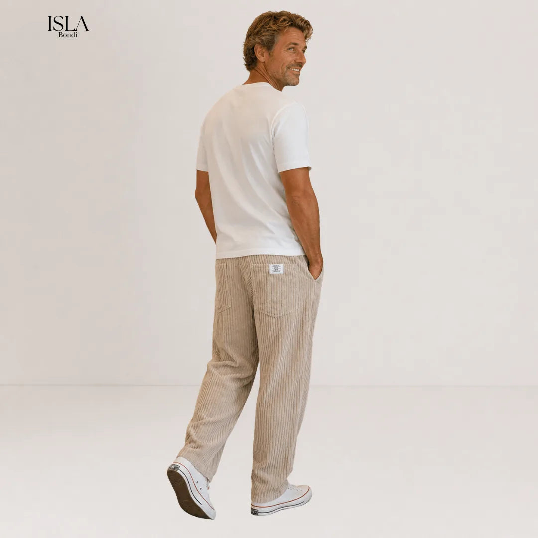 Men's Corduroy Pants with Elastic Waistband