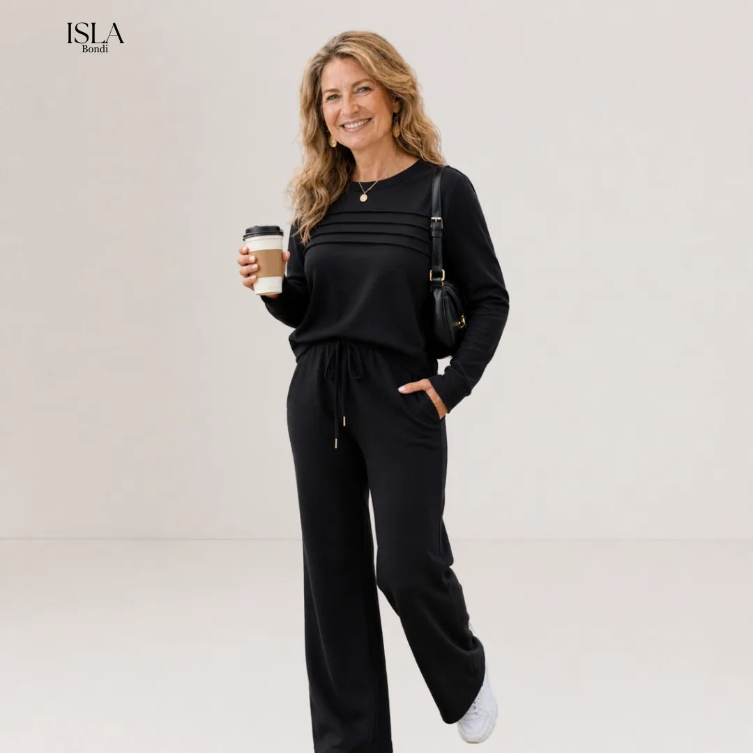 Women's Crew Neck Top & Drawstring Pants Set