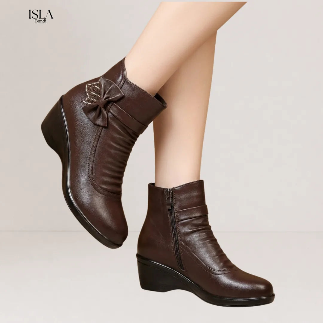 SERENELLA™ WOMEN'S SIDE ZIPPER PLATFORM BOWKNOT BOOTS