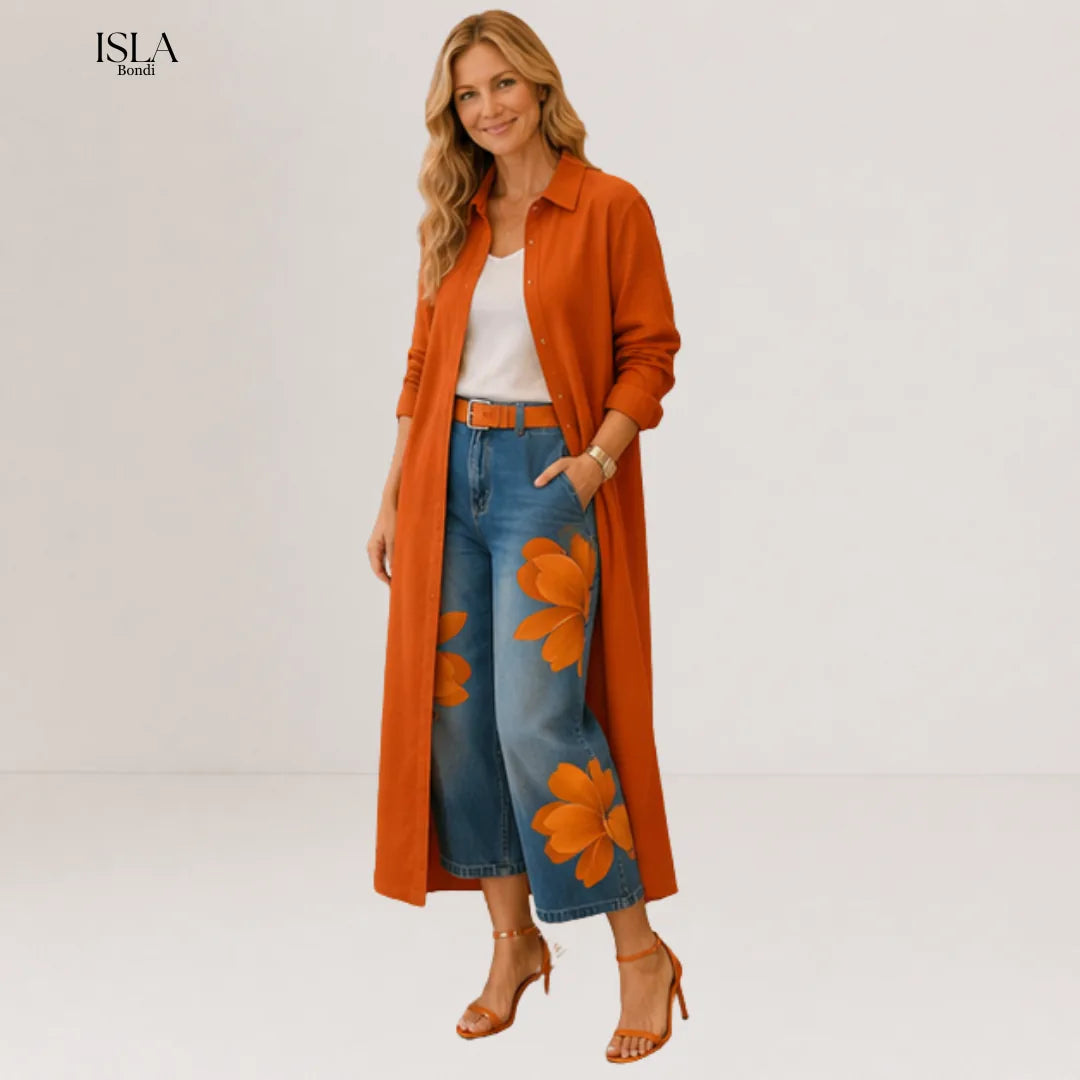 Maud - Shirt Dress and Floral Jeans Set