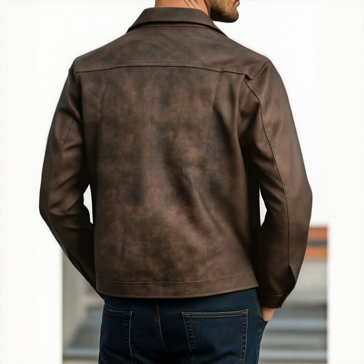Men's Classic Fashion Zipper PU Leather Jacket