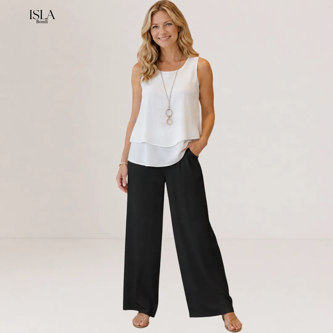 Ovelynra | Sleeveless Top And Wide-Leg Pants Set