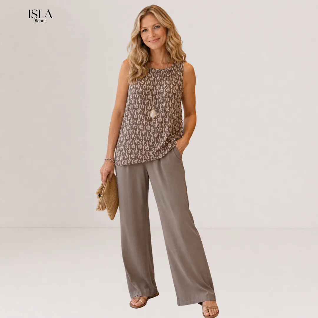 Ovelynra | Sleeveless Top And Wide-Leg Pants Set