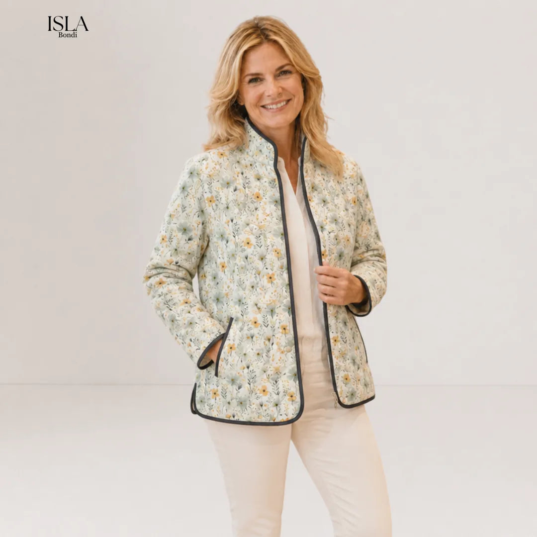 HATTIE™ | Enchanting Floral Print Quilted Jacket