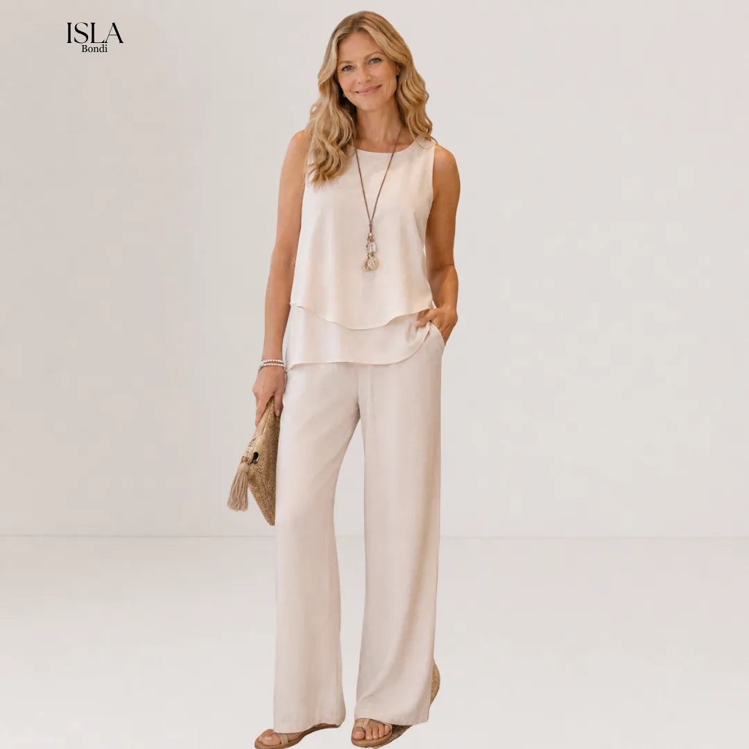 Ovelynra | Sleeveless Top And Wide-Leg Pants Set