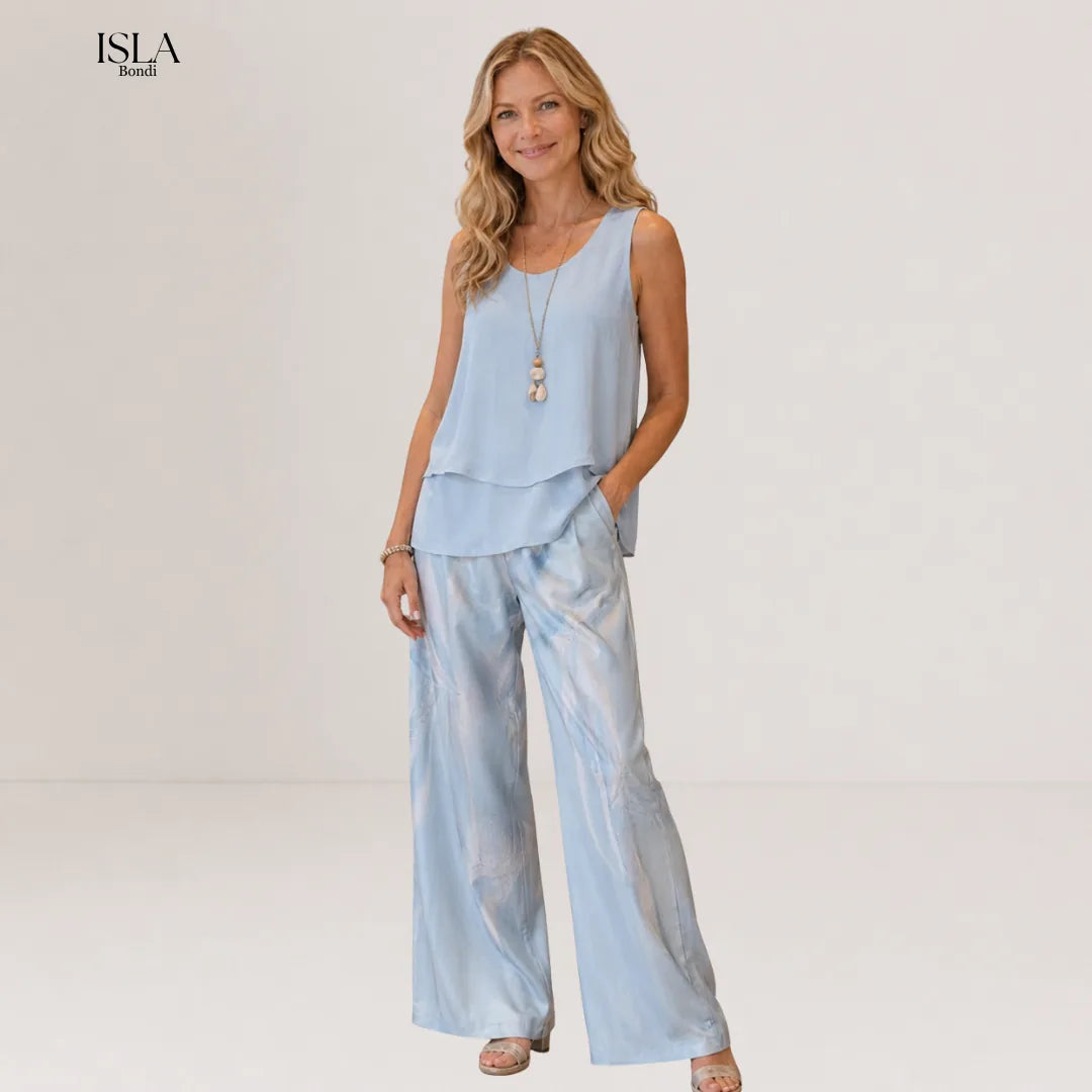 Ovelynra | Sleeveless Top And Wide-Leg Pants Set