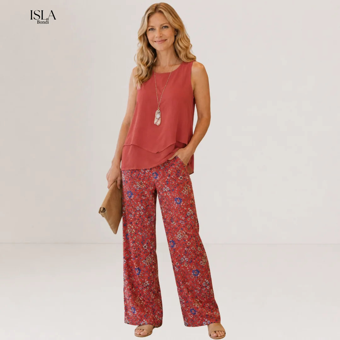 Ovelynra | Sleeveless Top And Wide-Leg Pants Set