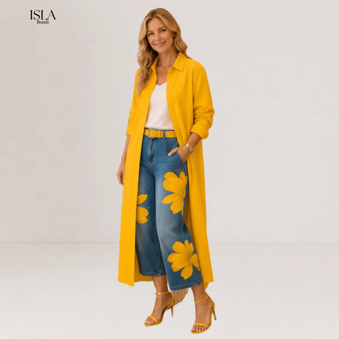 Maud - Shirt Dress and Floral Jeans Set