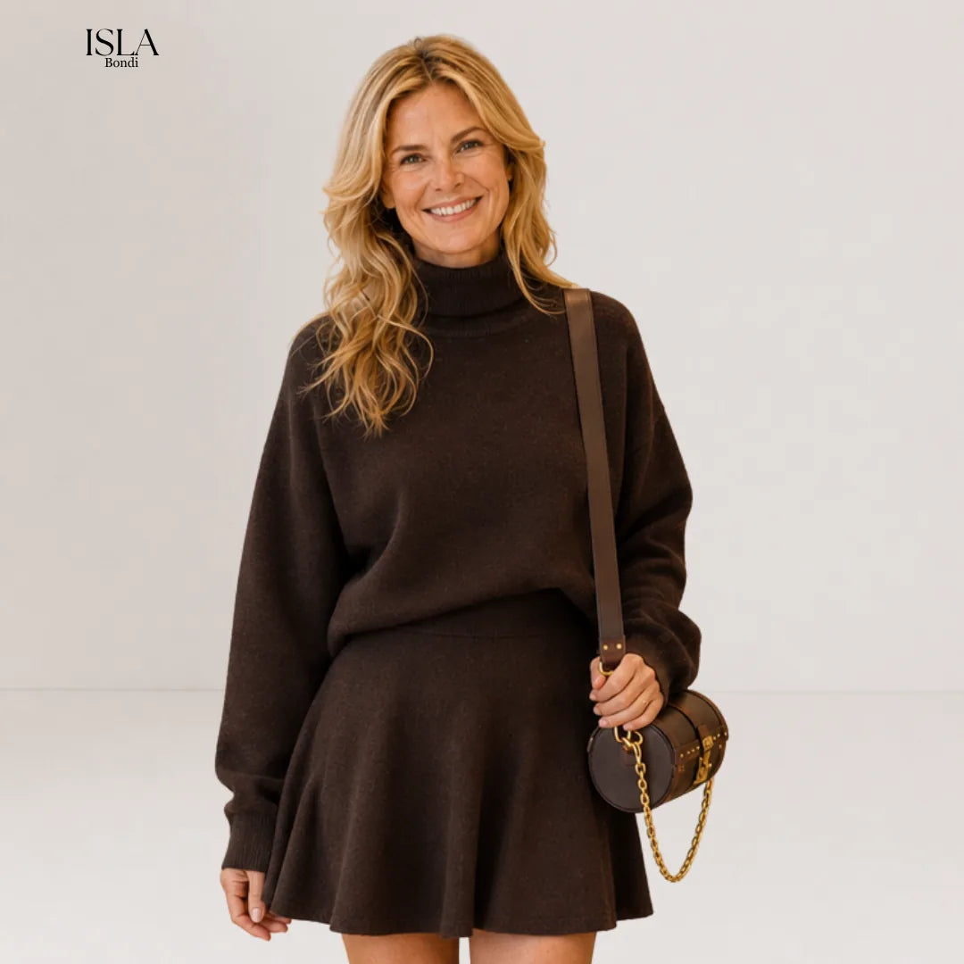 PHOEBE™ - Half-High Neck Loose Fit Knit Sweater Dress