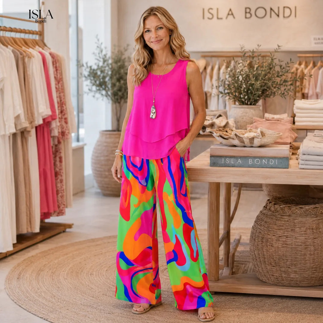 Ovelynra | Sleeveless Top And Wide-Leg Pants Set