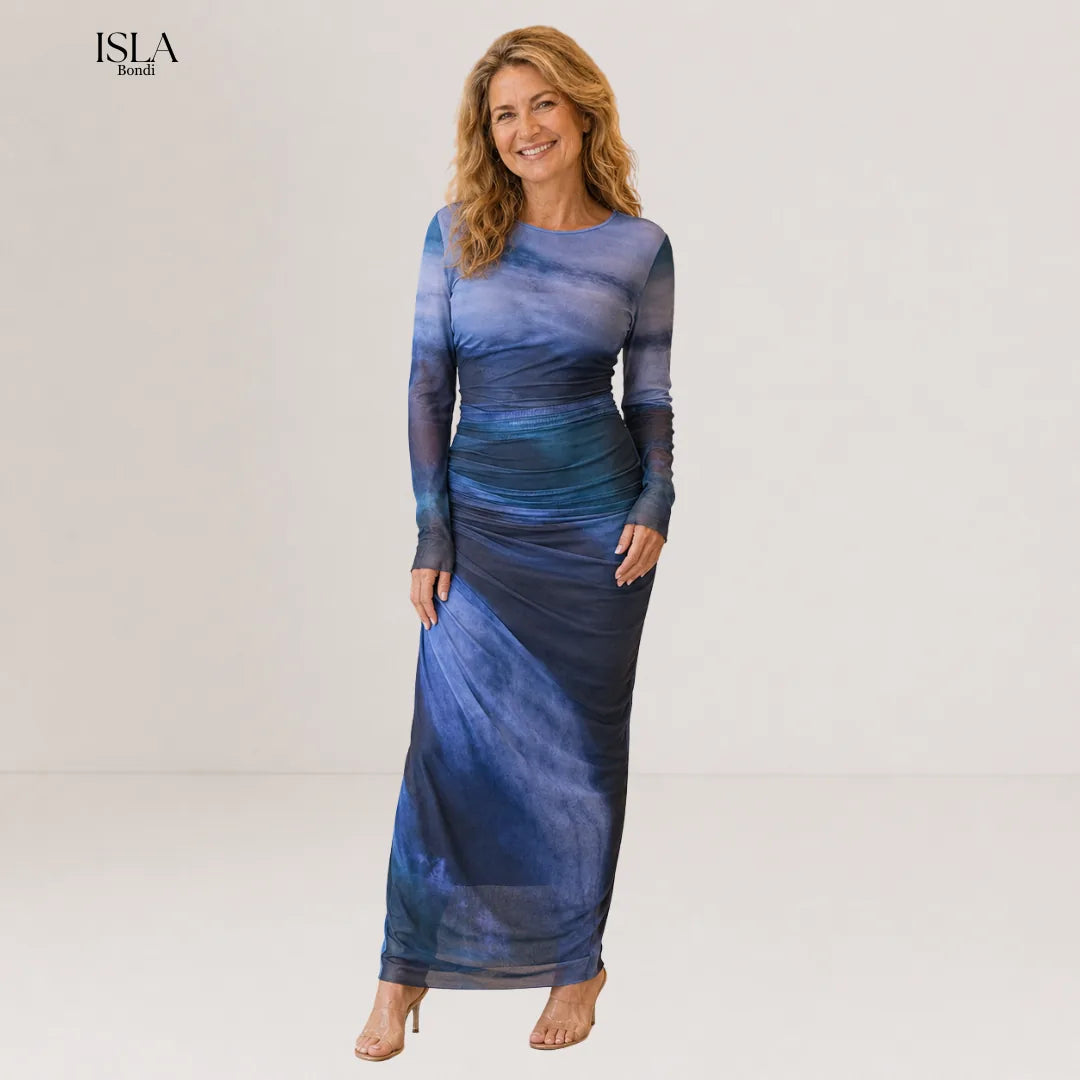 TORINA™ - Comfy Printed Long Sleeve Round Neck Bodycon Maxi Dress