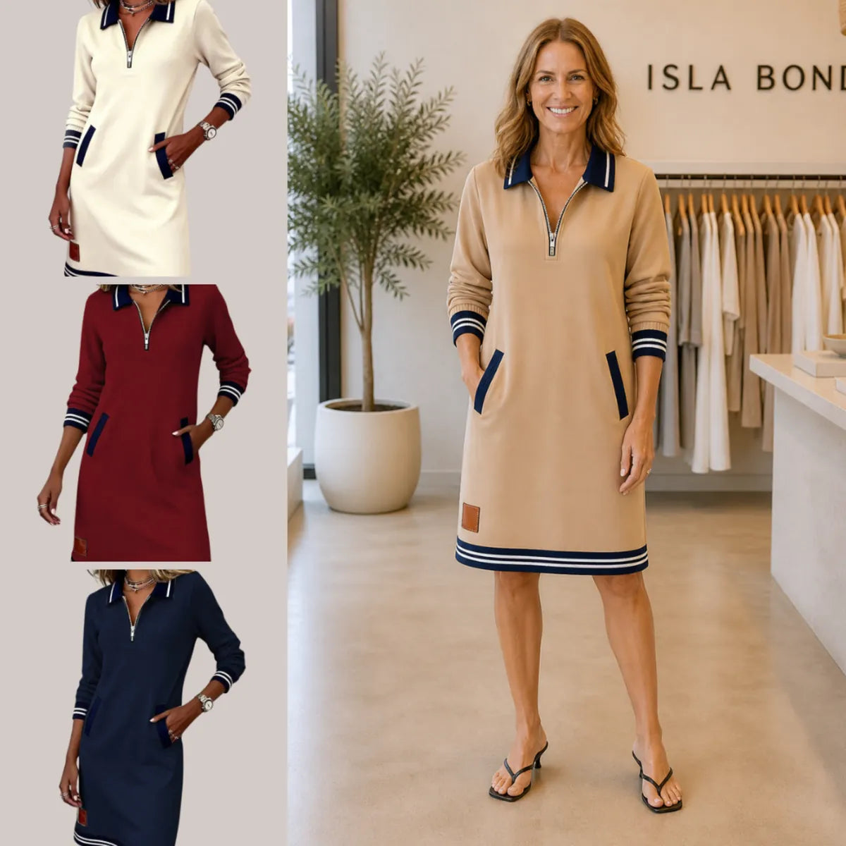 Saylor™ Zip Collar Sweatshirt Dress
