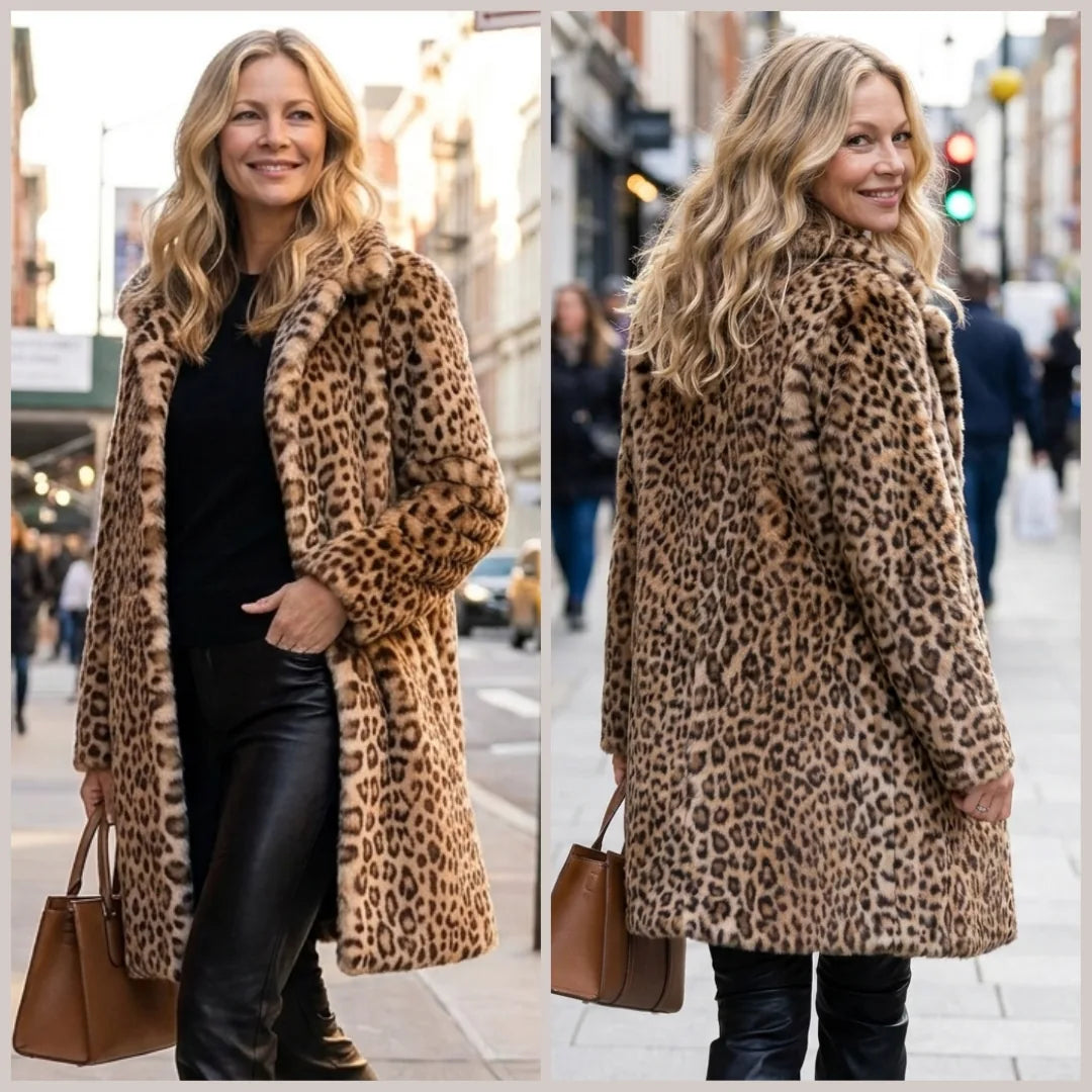 Women's Leopard Print Mid-Length Jacket