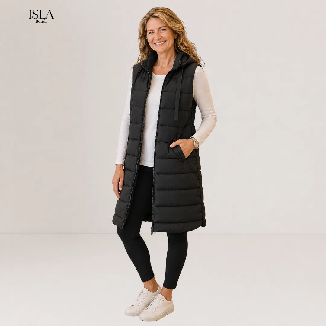 RAIN™ - Casual Sleeveless Hood Long Puffer Vest