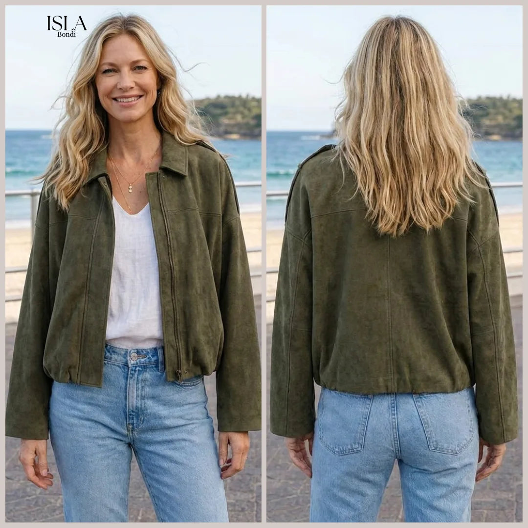 Lara Suede Bomber Jacket