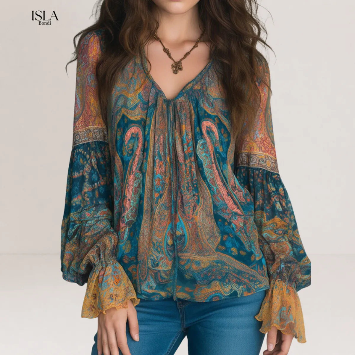 Selah™ Boho Paisley Chiffon Blouse