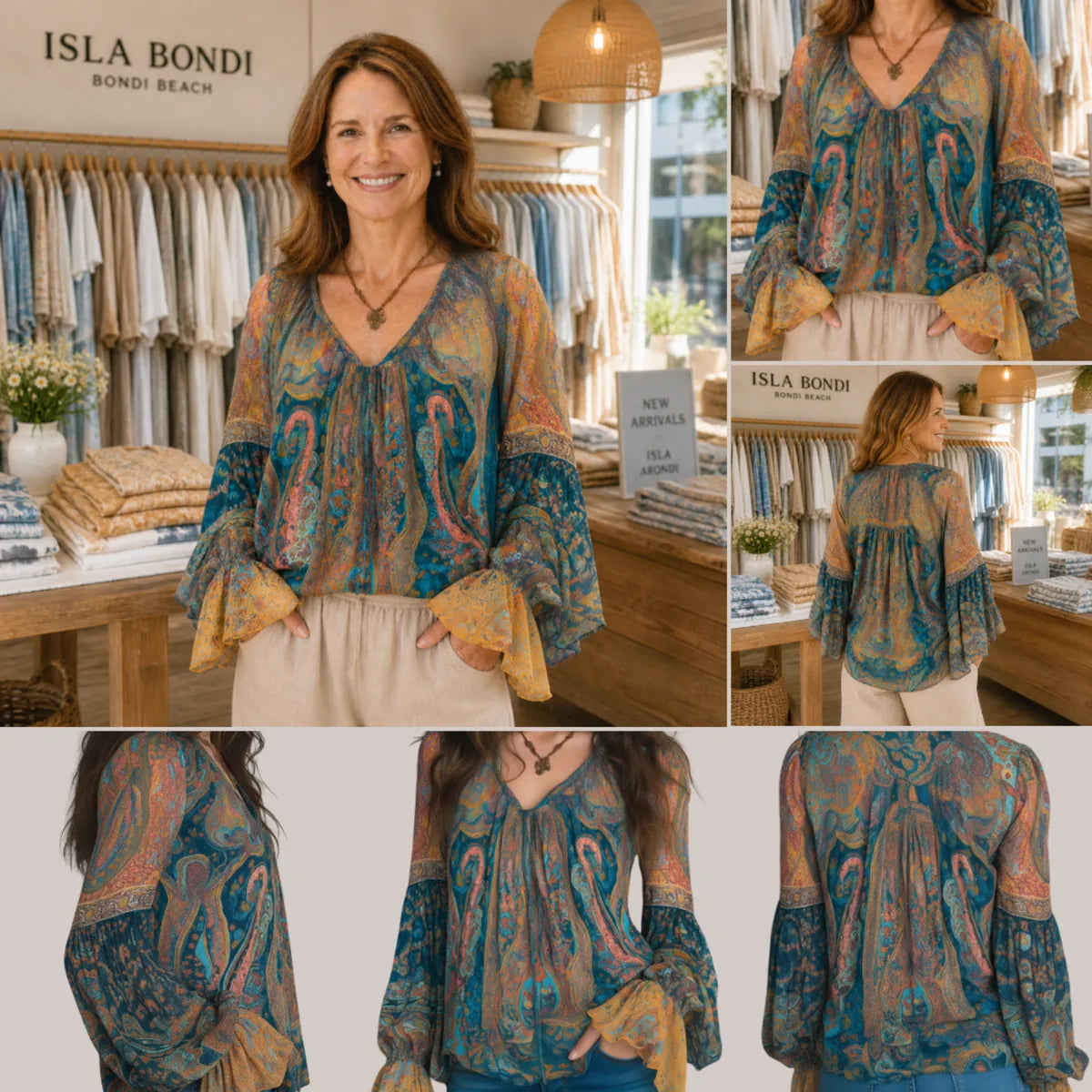 Selah™ Boho Paisley Chiffon Blouse
