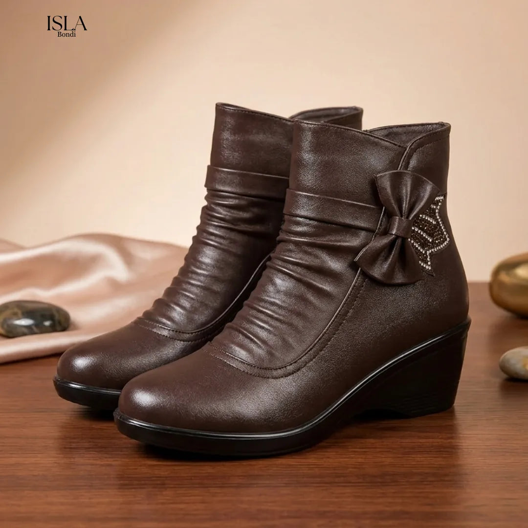 SERENELLA™ WOMEN'S SIDE ZIPPER PLATFORM BOWKNOT BOOTS