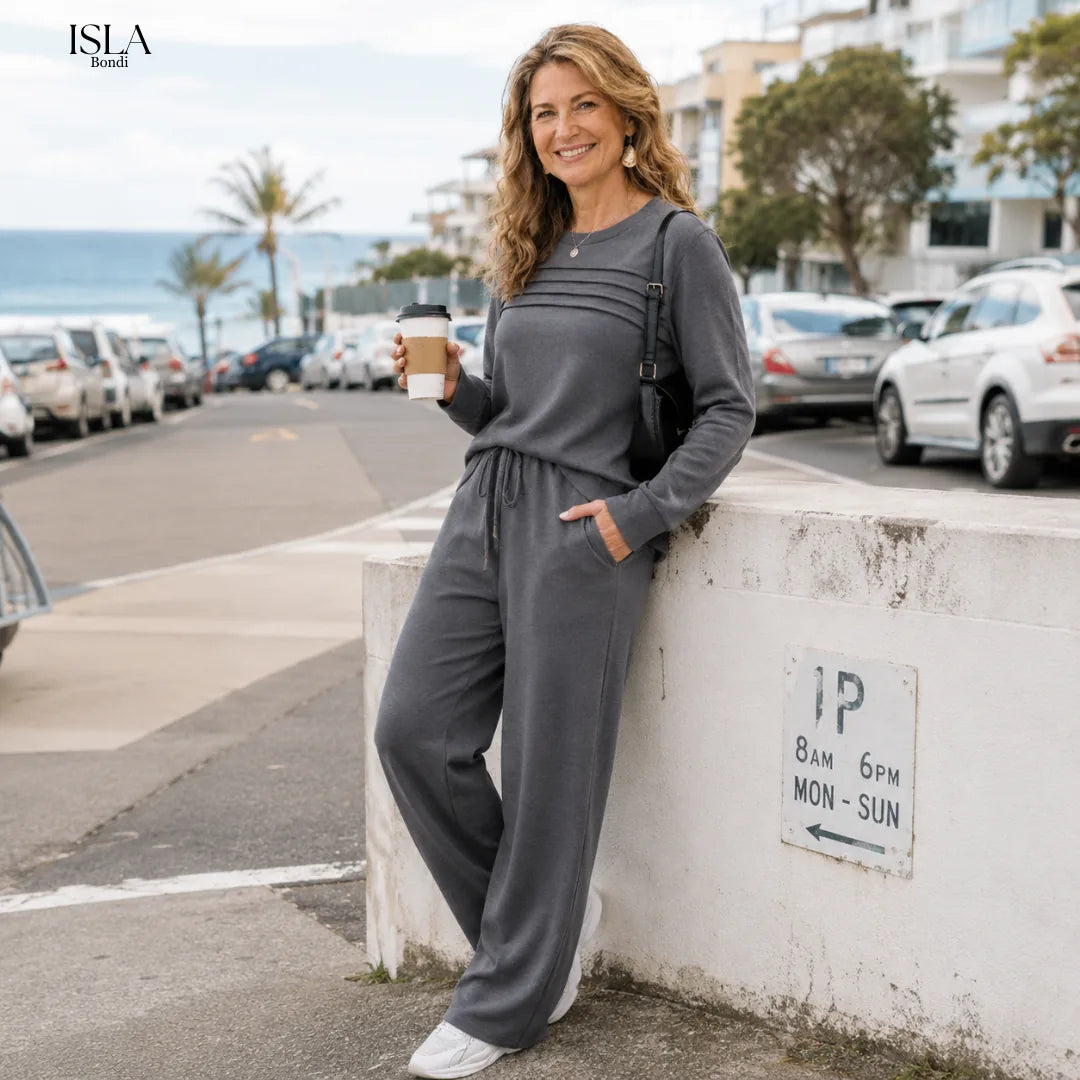 Women's Crew Neck Top & Drawstring Pants Set