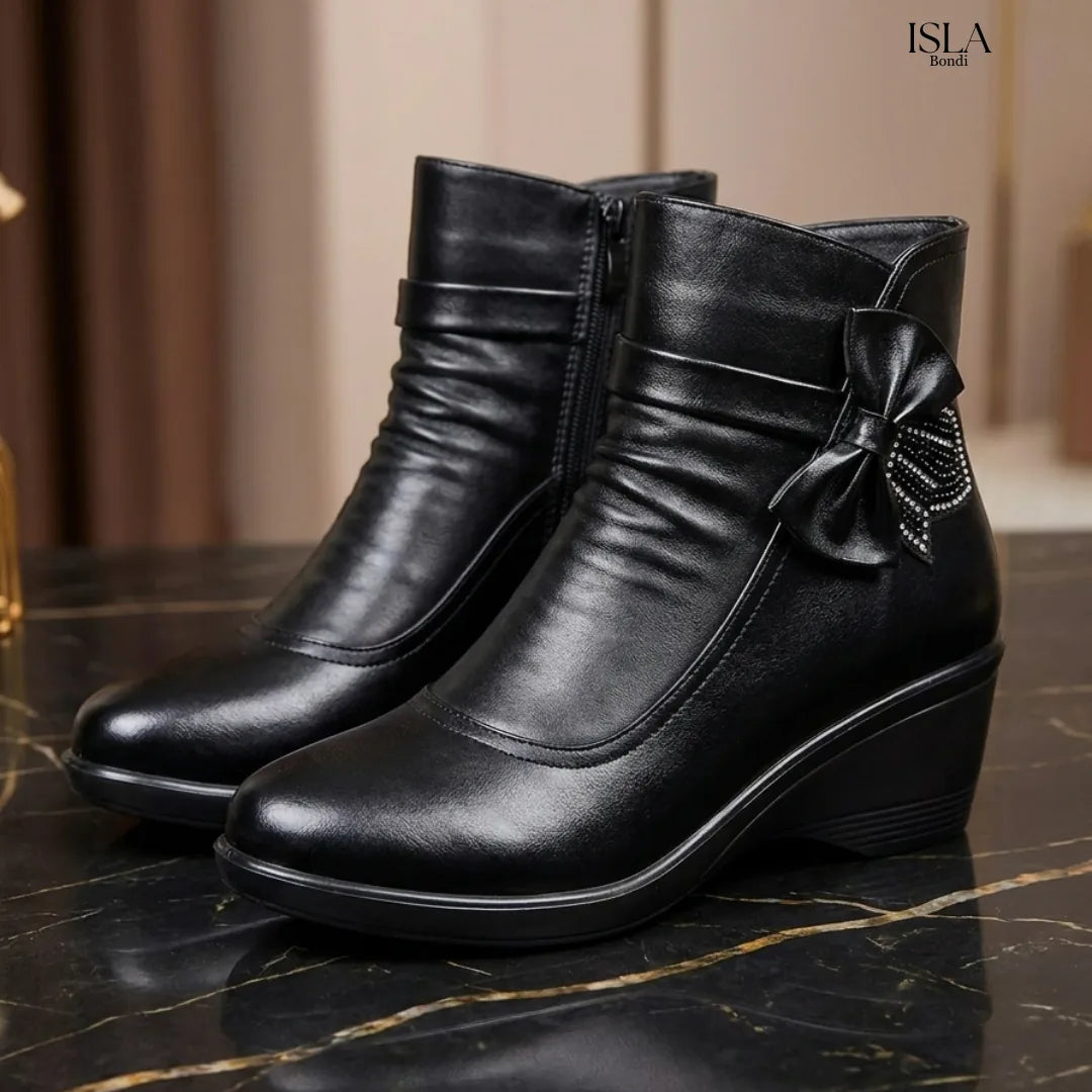 SERENELLA™ WOMEN'S SIDE ZIPPER PLATFORM BOWKNOT BOOTS