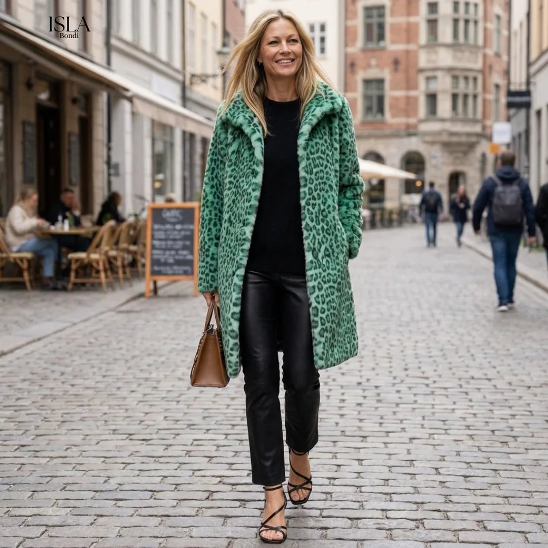 Women's Leopard Print Mid-Length Jacket