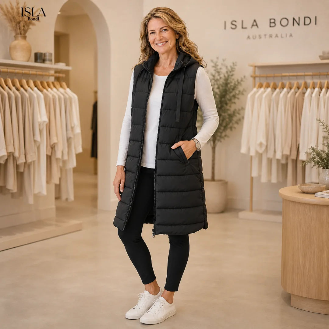 RAIN™ - Casual Sleeveless Hood Long Puffer Vest