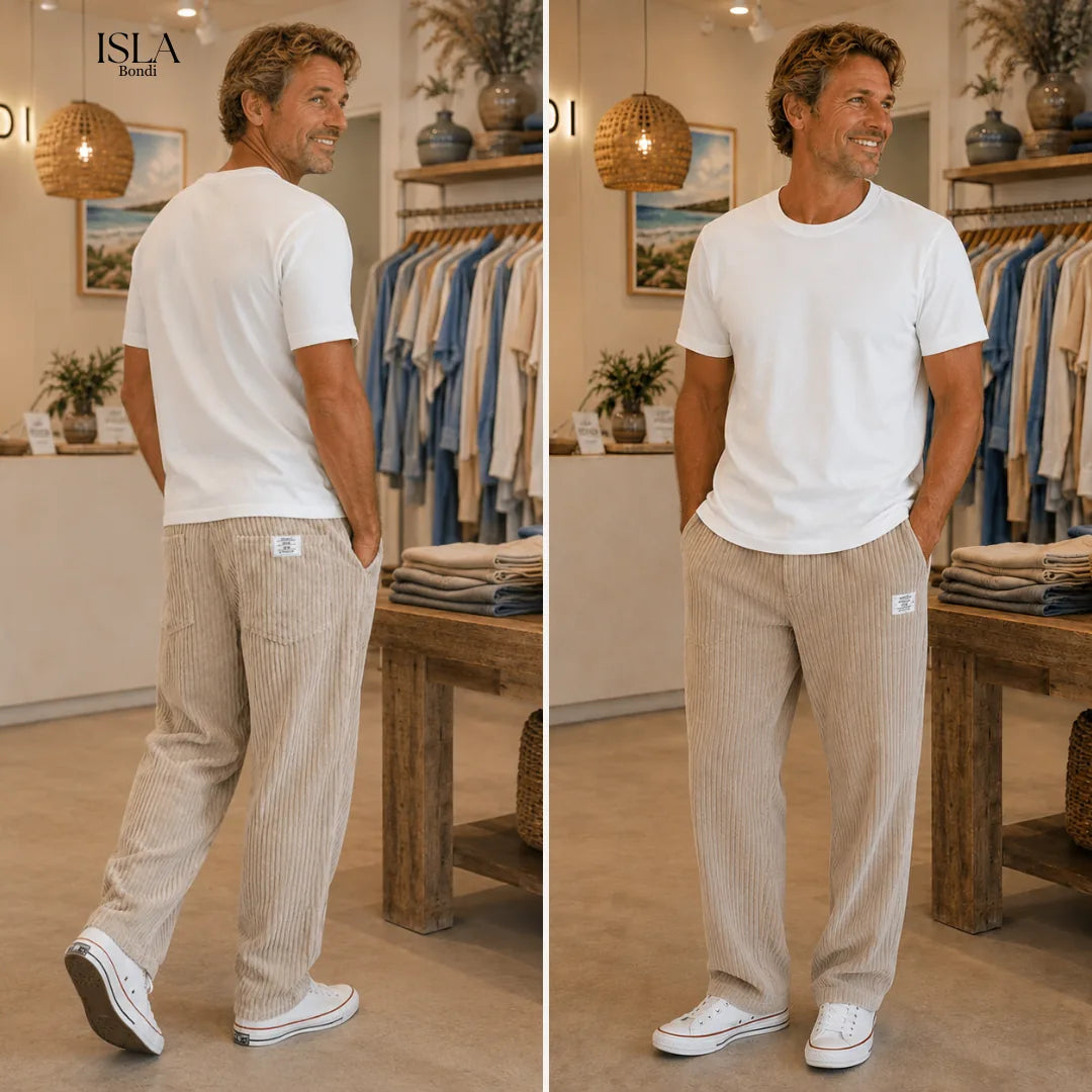 Men's Corduroy Pants with Elastic Waistband