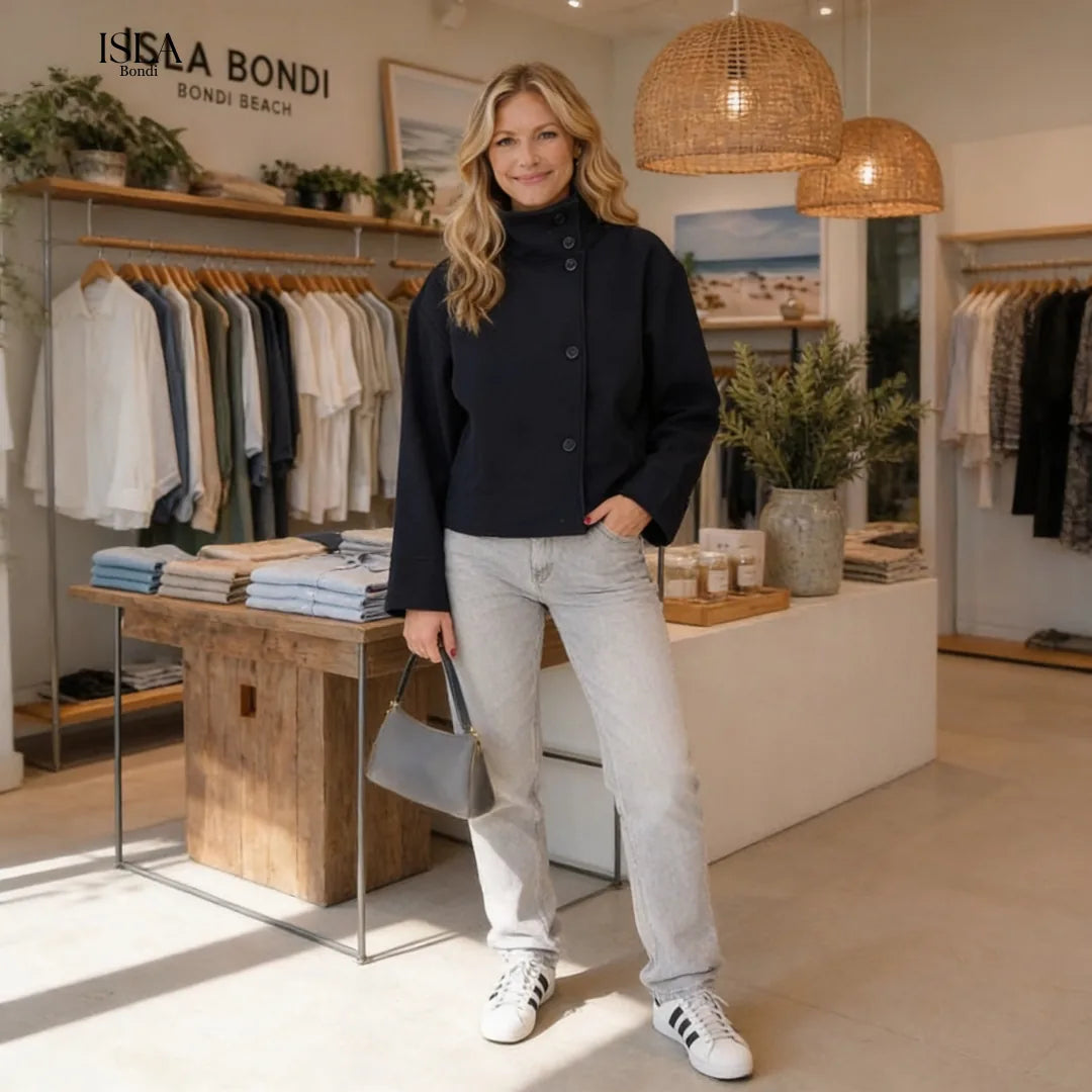 Rosalia Elegant Jacket with Stand Collar