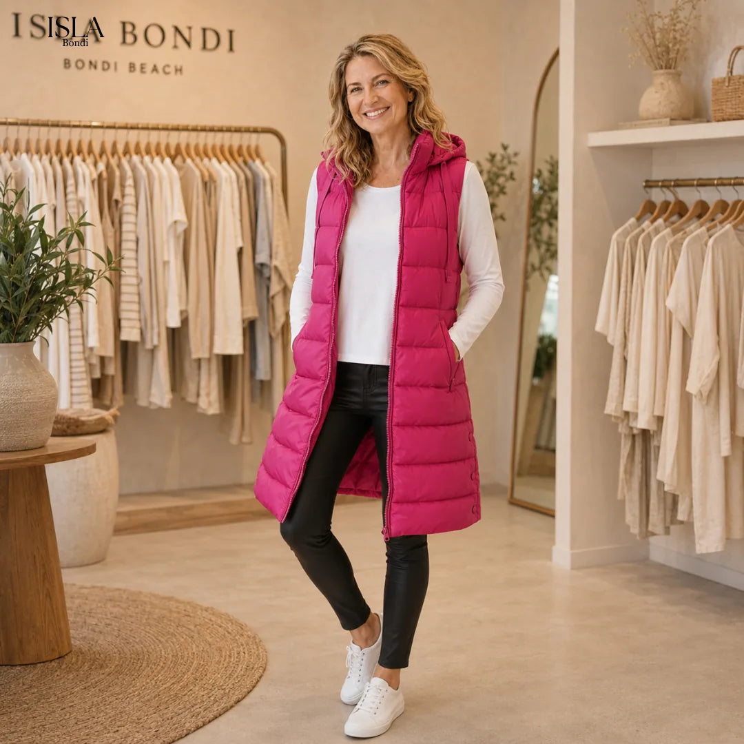 RAIN™ - Casual Sleeveless Hood Long Puffer Vest