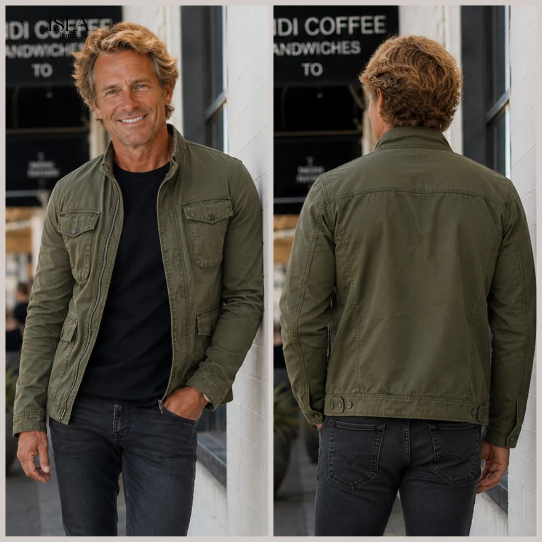 Men's Retro Casual Cotton Zipper Stand Collar Jacket