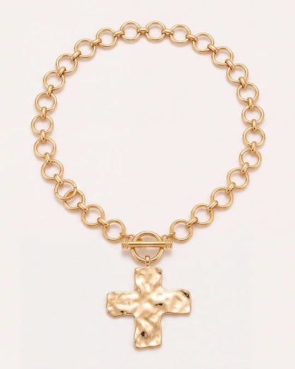 Seraphina Hammered Cross Necklace Faith