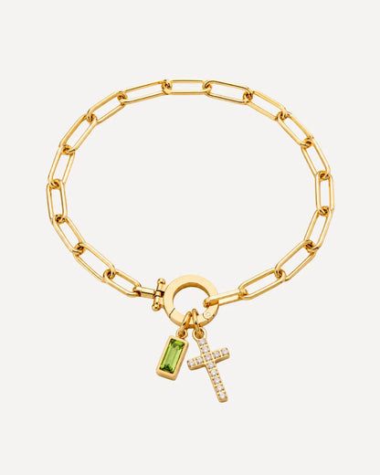 Grace Birthstone Bracelet with Cross Charm