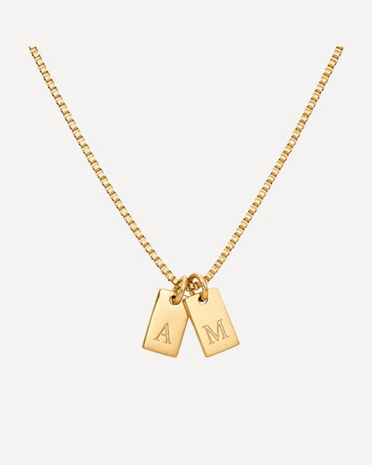 Ava Initial Necklace with Engraved Tags