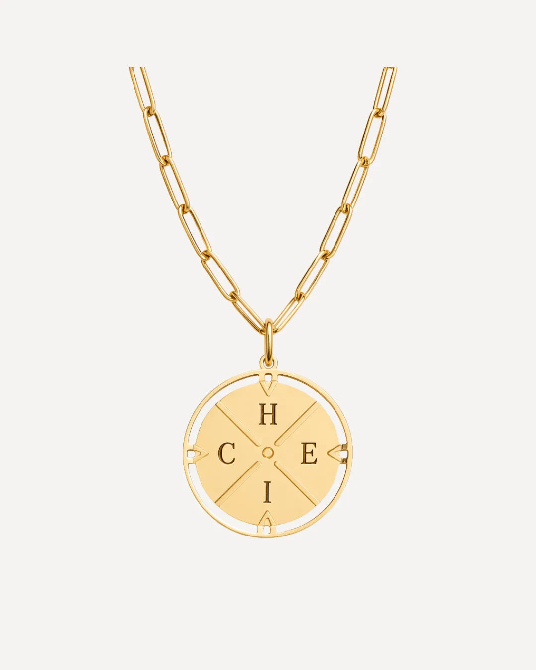 Charlotte Compass Necklace with Engraved Initials