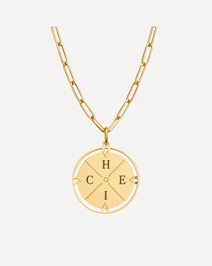 Charlotte Compass Necklace with Engraved Initials
