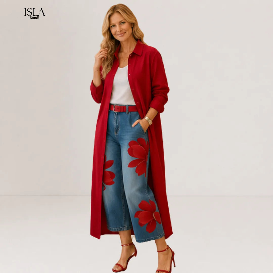 Maud - Shirt Dress and Floral Jeans Set