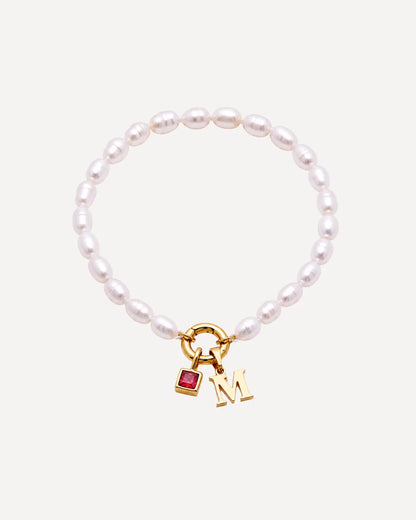 Emma Birthstone Bracelet with Pearl Beads