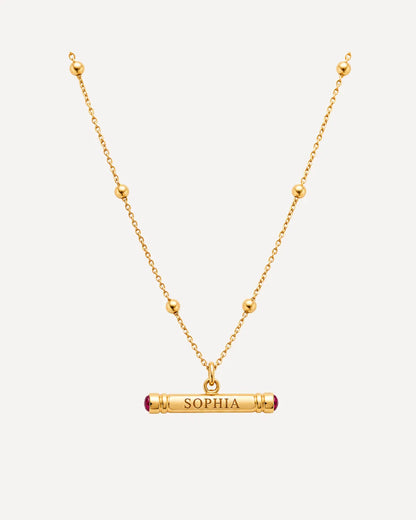 Sophia Engraved Bar Necklace with Birthstone