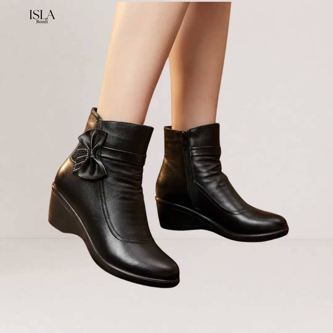 SERENELLA™ WOMEN'S SIDE ZIPPER PLATFORM BOWKNOT BOOTS