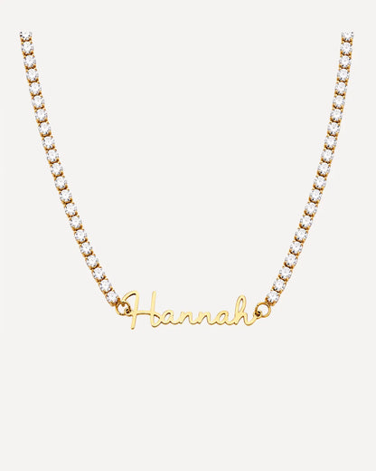 Women Tennis Necklace with Signature Name