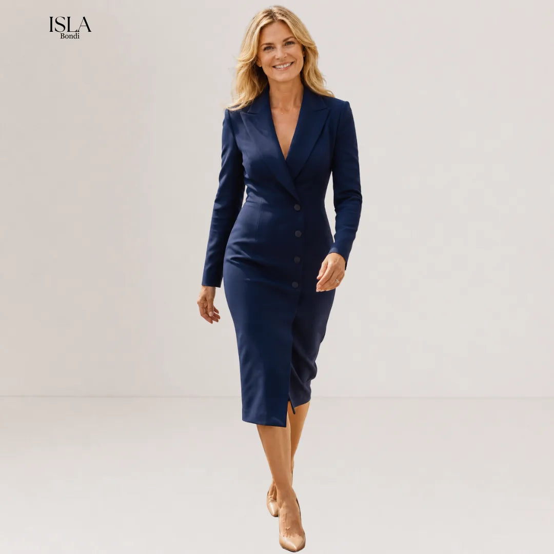 Elegant Tailored Blazer Midi Dress