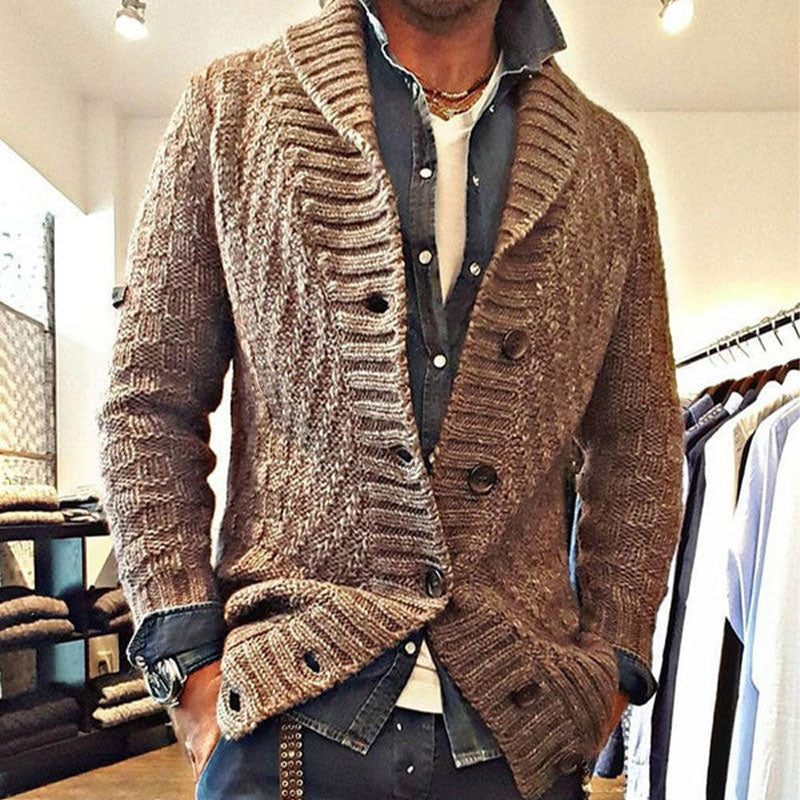 Men's Vintage Lapel Knit Cardigan Jacket