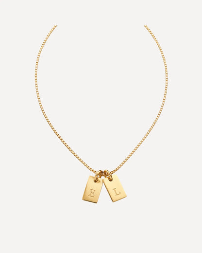 Ava Initial Necklace with Engraved Tags
