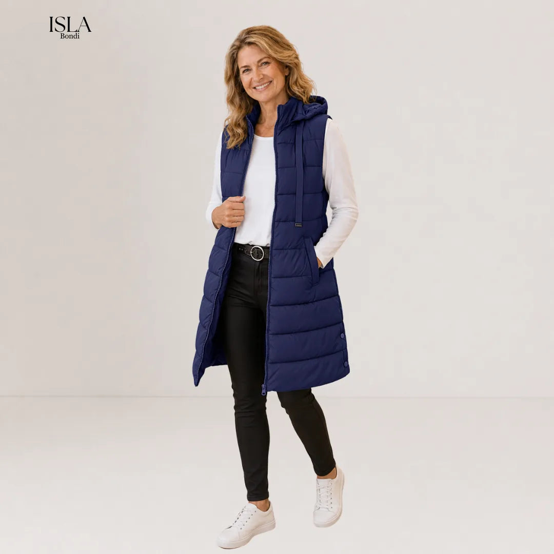 RAIN™ - Casual Sleeveless Hood Long Puffer Vest