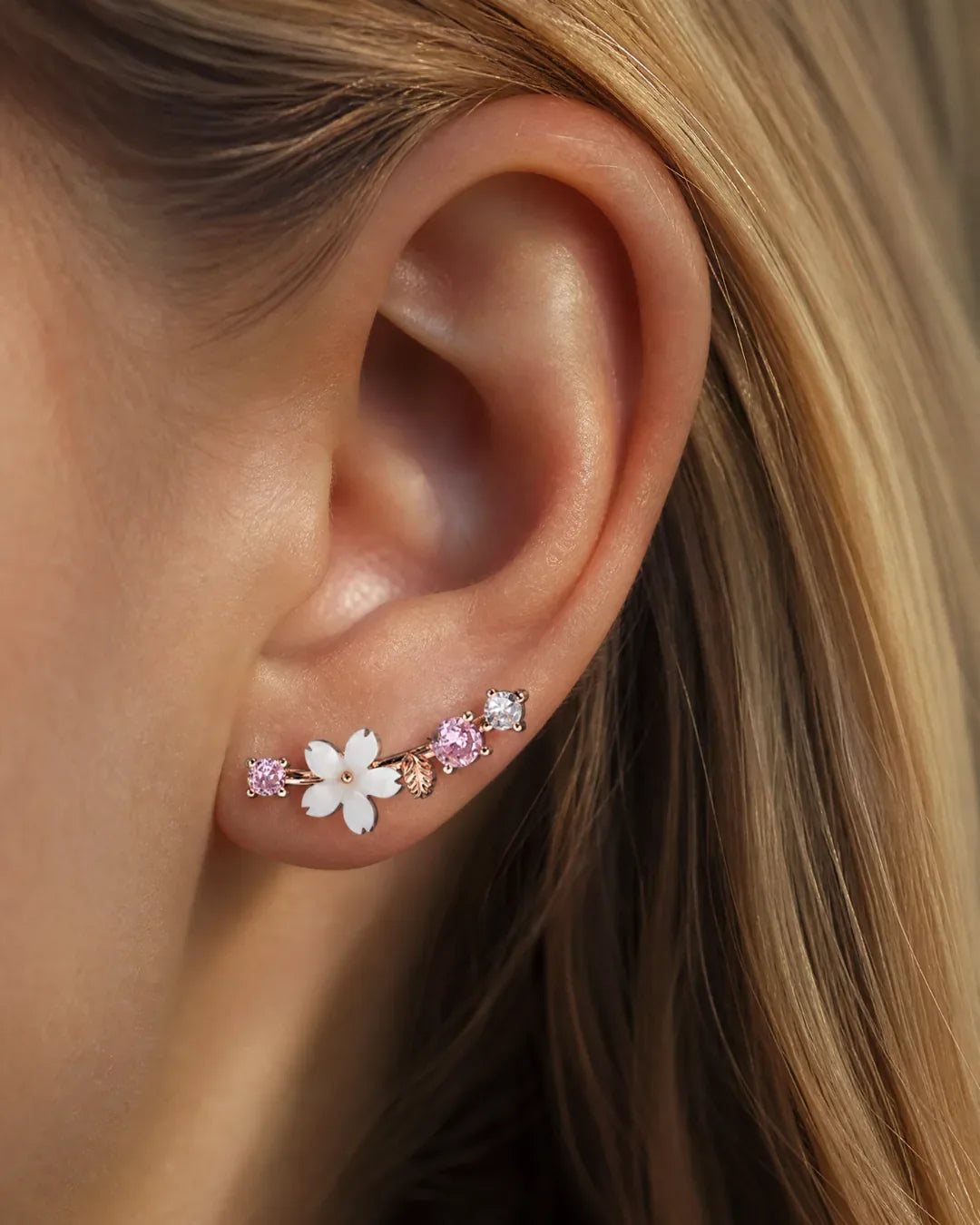 Elodie Floral Ear Climber Earrings Bloom