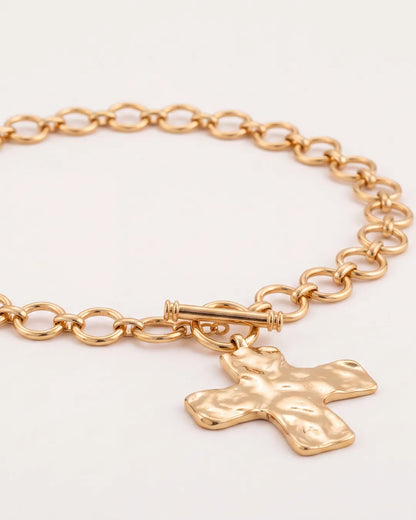 Seraphina Hammered Cross Necklace Faith
